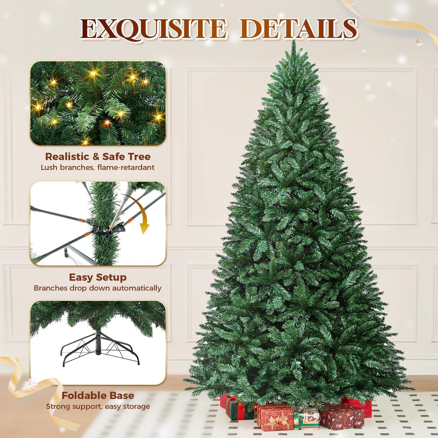 HOLLO STAR 6 ft Prelit Christmas Tree with 270 LED Lights, App Control, Artificial Christmas Tree with Multi-Color RGBW Lights, 1072 Branch Tips, Metal Base, Easy to Assemble, for Home, Party