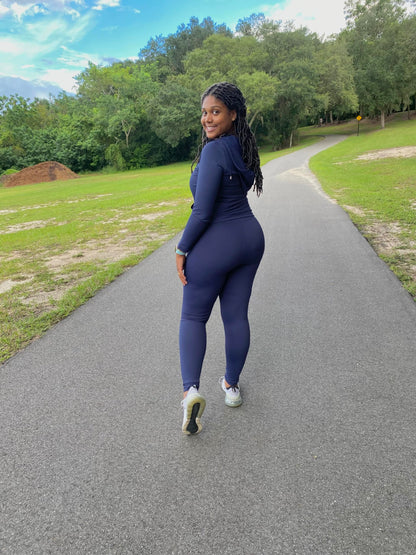 PINSV Women Two Piece Outfits Workout Sets Bodycon Tracksuit Long Sleeve Zip Up Hoodie Jacket Jogger Matching Sweat Pants Set