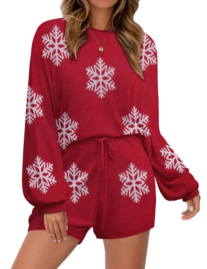 Ekouaer Knit Pajamas Set for Women Lounge Wear Sets Long Sleeve Sweatsuit Matching 2 Piece Outfits Casual Sweater Sets S-XXL