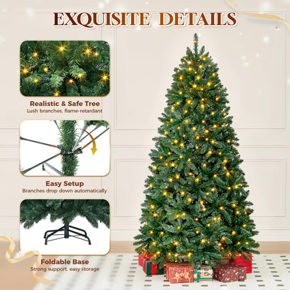 HOLLO STAR 6 ft Prelit Christmas Tree with 270 LED Lights, App Control, Artificial Christmas Tree with Multi-Color RGBW Lights, 1072 Branch Tips, Metal Base, Easy to Assemble, for Home, Party