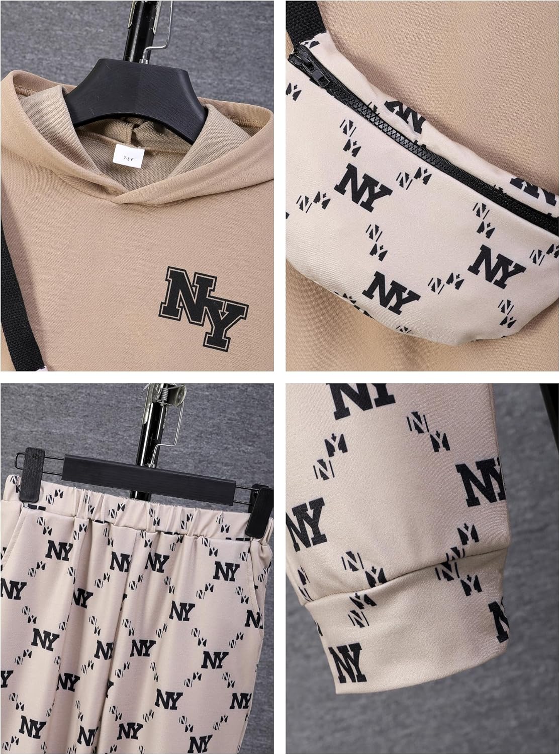 PureChapter Boys' Fashion 3Pcs Pullover Hoodies Sweatshirt Suit Crossbody Bag Stylish Clothes Kids Clothes