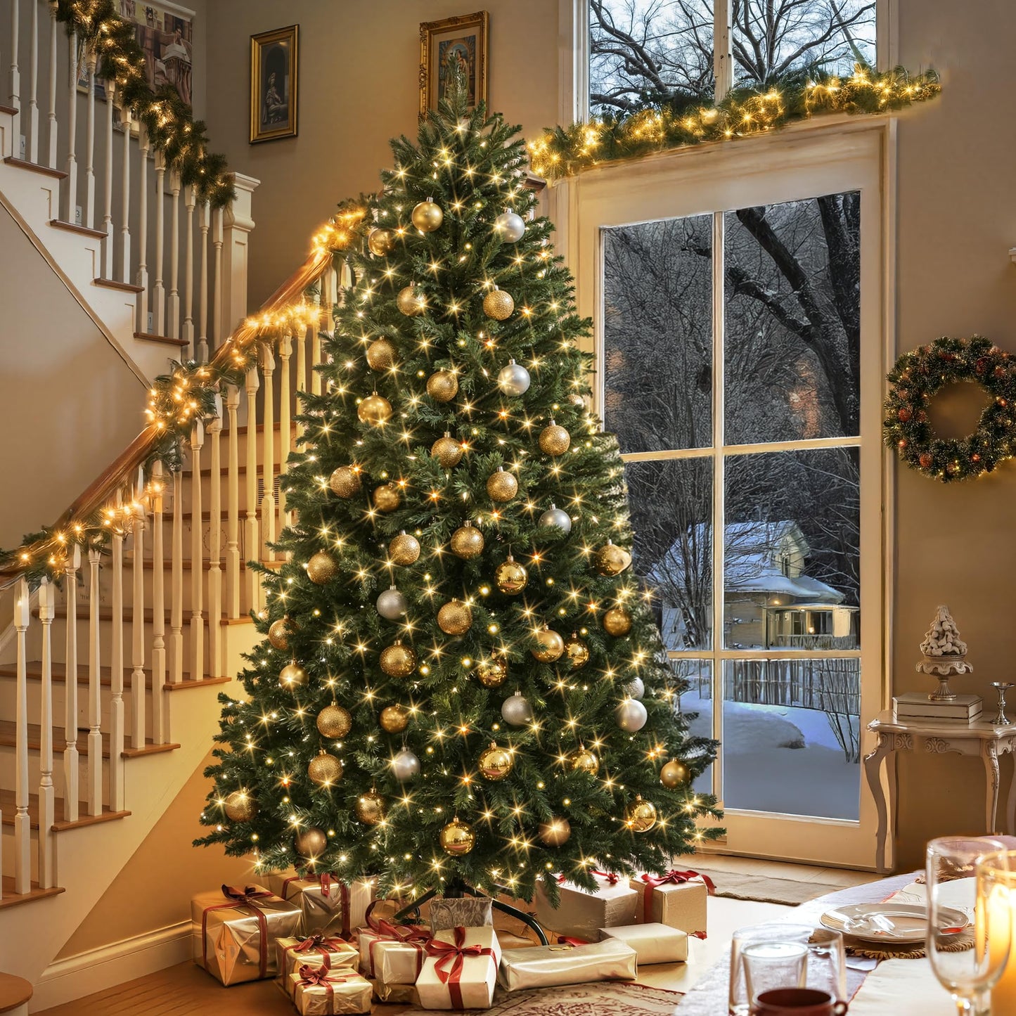 HOLLO STAR 6 ft Prelit Christmas Tree with 270 LED Lights, App Control, Artificial Christmas Tree with Multi-Color RGBW Lights, 1072 Branch Tips, Metal Base, Easy to Assemble, for Home, Party