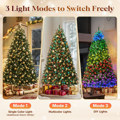 HOLLO STAR 6 ft Prelit Christmas Tree with 270 LED Lights, App Control, Artificial Christmas Tree with Multi-Color RGBW Lights, 1072 Branch Tips, Metal Base, Easy to Assemble, for Home, Party