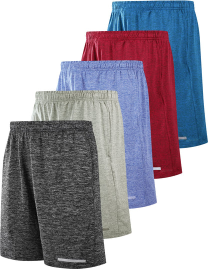 Liberty Imports 5 Pack Big Boys Youth Athletic Mesh Basketball Shorts with Pockets Quick Dry Activewear