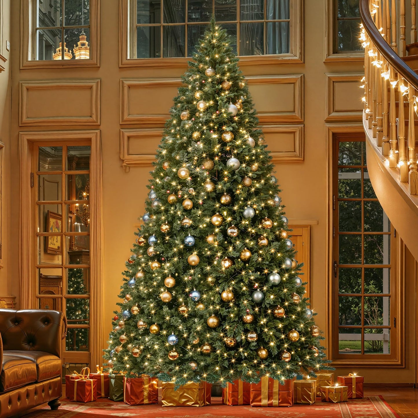 HOLLO STAR 6 ft Prelit Christmas Tree with 270 LED Lights, App Control, Artificial Christmas Tree with Multi-Color RGBW Lights, 1072 Branch Tips, Metal Base, Easy to Assemble, for Home, Party