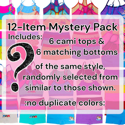 ToBeInStyle Girls' Pack of 12 Mystery - 6 Cami or Racerback Tops & 6 Matching Bottoms Sets