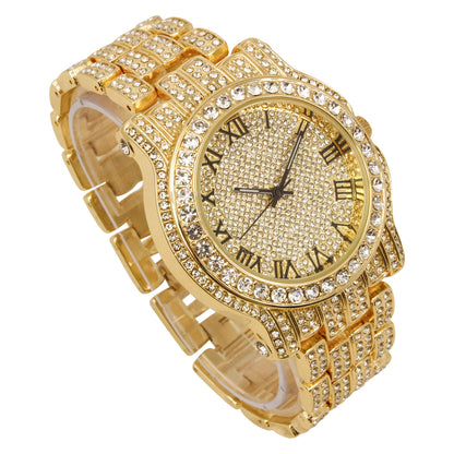 Charles Raymond Bling-ed Out Silver Round Luxury Mens Watch w/Bling-ed Out Bracelet - L0504B