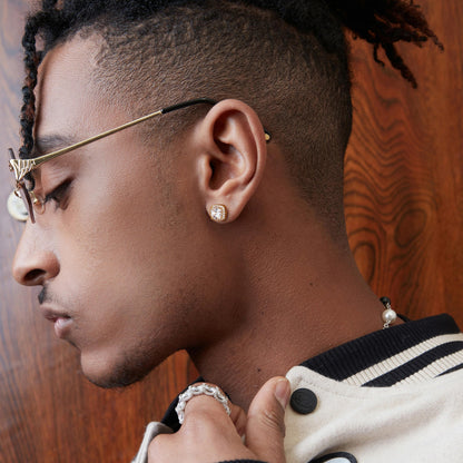 MILACOLATO Cubic Zirconia Stud Earrings for Women Men | 18K Gold Plated Hypoallergenic Sterling Silver Post Earrings | Big Brilliant Simulated Diamond CZ Halo Stud Earrings for Sensitive Ears