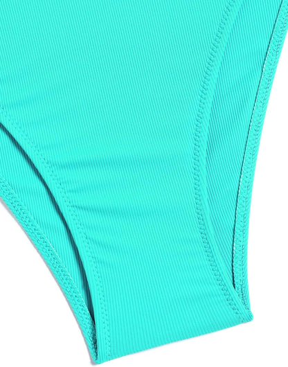 ZAFUL Women V Neck Bikini Set Ruched Tie Front High Waisted Floral Print Ribbed 2 Piece Bathing Suit Swimsuits