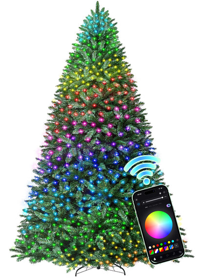 HOLLO STAR 6 ft Prelit Christmas Tree with 270 LED Lights, App Control, Artificial Christmas Tree with Multi-Color RGBW Lights, 1072 Branch Tips, Metal Base, Easy to Assemble, for Home, Party