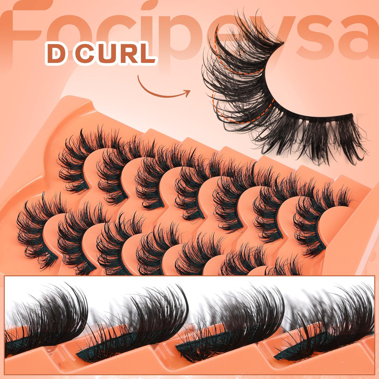 Mink Lashes Full Volume False Eyelashes 18mm Dramatic Faux Mink Eyelashes Natural Look Cat Eye Volume Eye Lashes Multipack by Focipeysa