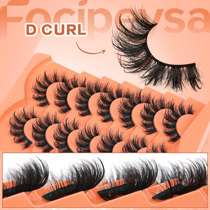 Mink Lashes Full Volume False Eyelashes 18mm Dramatic Faux Mink Eyelashes Natural Look Cat Eye Volume Eye Lashes Multipack by Focipeysa