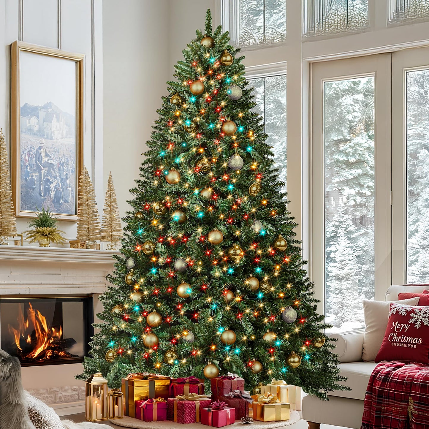 HOLLO STAR 6 ft Prelit Christmas Tree with 270 LED Lights, App Control, Artificial Christmas Tree with Multi-Color RGBW Lights, 1072 Branch Tips, Metal Base, Easy to Assemble, for Home, Party