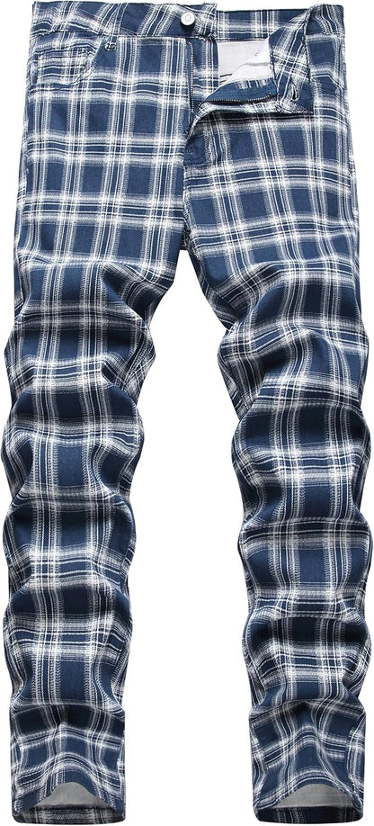 DANT BULUN Men's Fashion Casual Printed Jeans Stretch Skinny Denim Jogger Pants