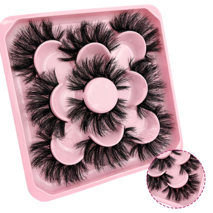 Mink Lashes Strip Eyelashes Volume False Eyelashes that Look Like Extensions Glamour Wispy Curly Fake Lashes 5 Pairs Pack