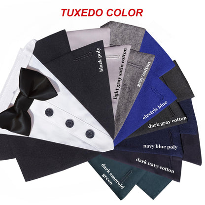 Custom-Fit Dog Tuxedo with Bow Tie & Lapel Uncut Cham Eyelet | Keyhole Fishtail Buttonhole Design | Optional Ring Bearer Clasp | Perfect Outfit for Wedding & Birthday by ACORD EU (Tan)