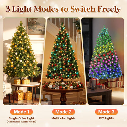 HOLLO STAR 6 ft Prelit Christmas Tree with 270 LED Lights, App Control, Artificial Christmas Tree with Multi-Color RGBW Lights, 1072 Branch Tips, Metal Base, Easy to Assemble, for Home, Party