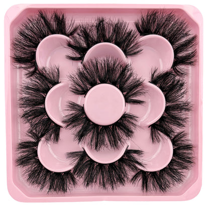 Mink Lashes Strip Eyelashes Volume False Eyelashes that Look Like Extensions Glamour Wispy Curly Fake Lashes 5 Pairs Pack