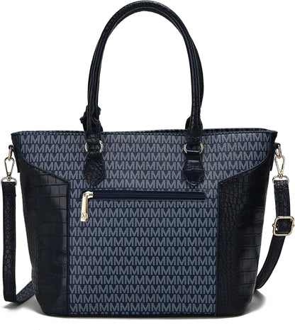 MKF Collection Shoulder Bag for Women, Crossbody Purse & Wristlet: PU Leather Satchel Pocketbook 3 PCs Handbag Set