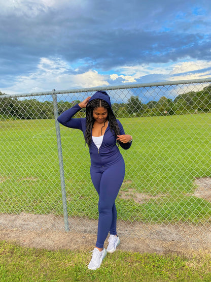 PINSV Women Two Piece Outfits Workout Sets Bodycon Tracksuit Long Sleeve Zip Up Hoodie Jacket Jogger Matching Sweat Pants Set