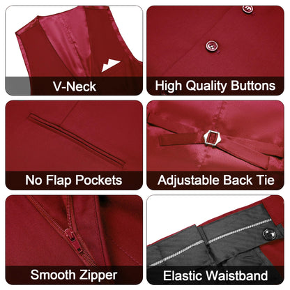 MAGE MALE Mens 3 Piece Suits Slim Fit Tuxedo Suit Set Soild Prom Wedding Suits One Button Blazer Vest Pants Set with Bow Tie