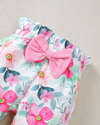 SUNNY PIGGY Newborn Infant Baby Girl Clothes Ruffle Romper Toddler Girl Floral Cotton Pant Sets Girls Clothing Outfit