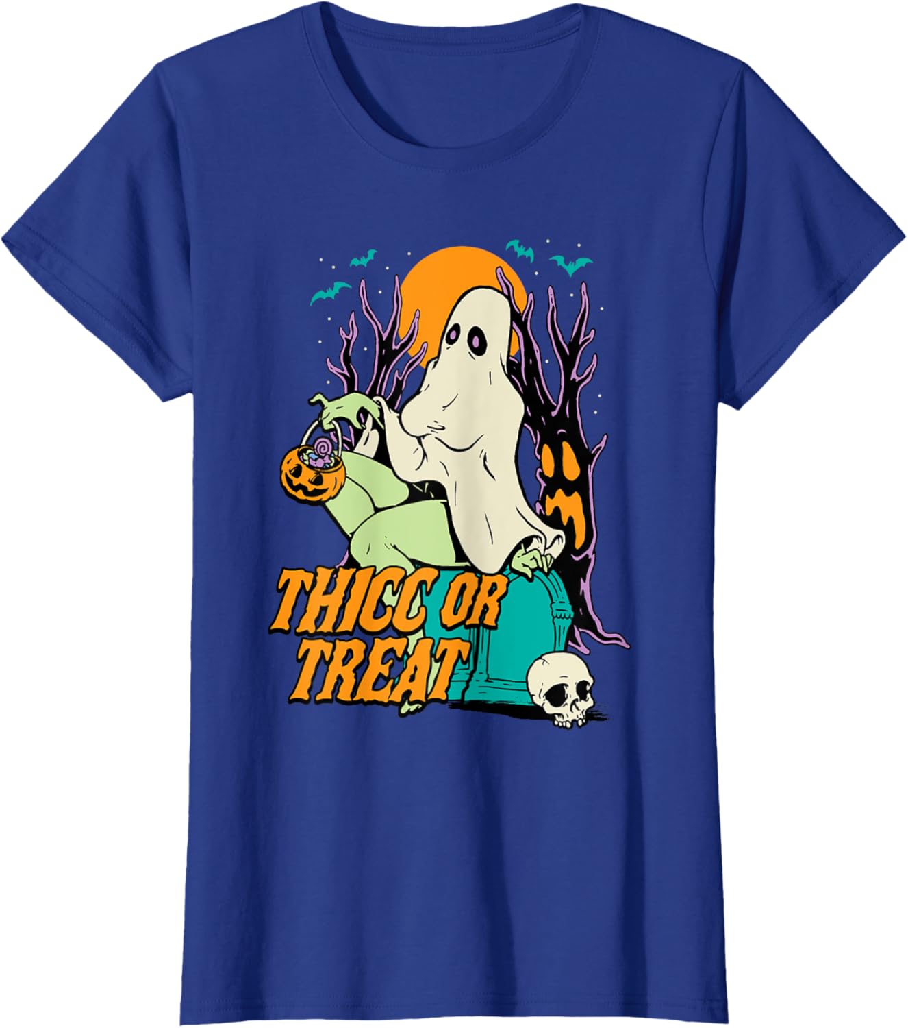 Thicc or Treat Halloween Lady Ghost Sexy Pinup BBW T-Shirt