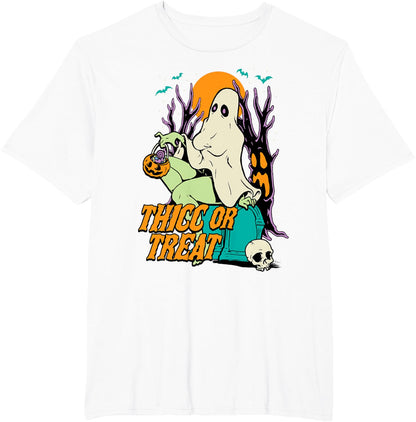 Thicc or Treat Halloween Lady Ghost Sexy Pinup BBW T-Shirt