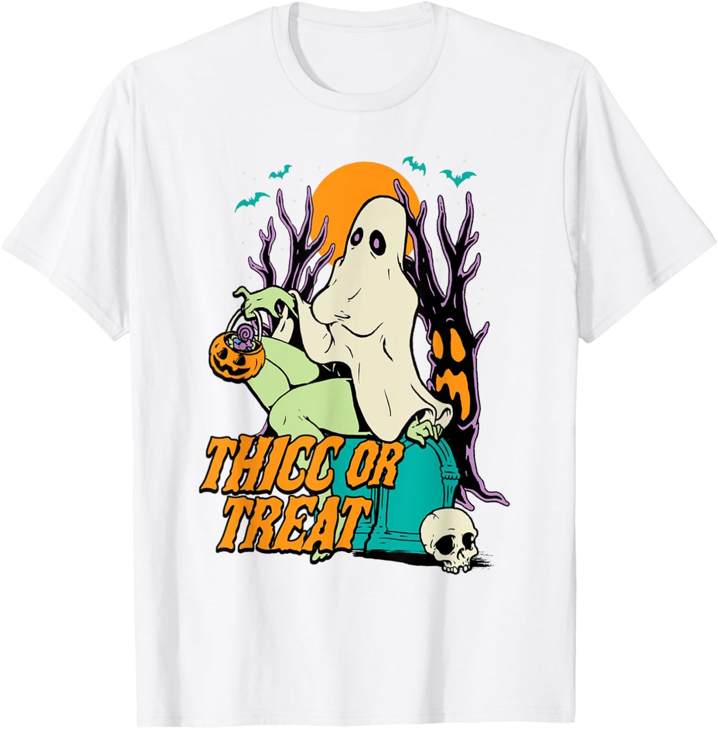 Thicc or Treat Halloween Lady Ghost Sexy Pinup BBW T-Shirt