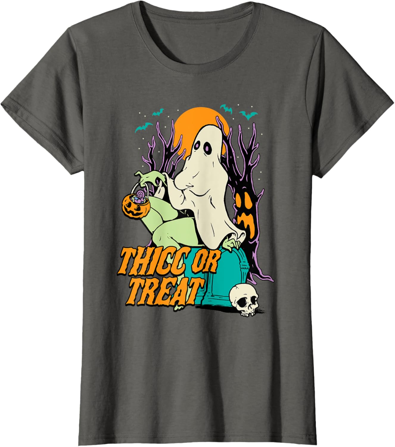 Thicc or Treat Halloween Lady Ghost Sexy Pinup BBW T-Shirt