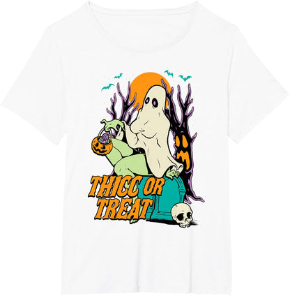Thicc or Treat Halloween Lady Ghost Sexy Pinup BBW T-Shirt