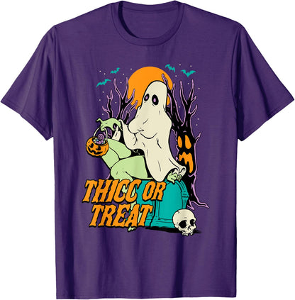 Thicc or Treat Halloween Lady Ghost Sexy Pinup BBW T-Shirt