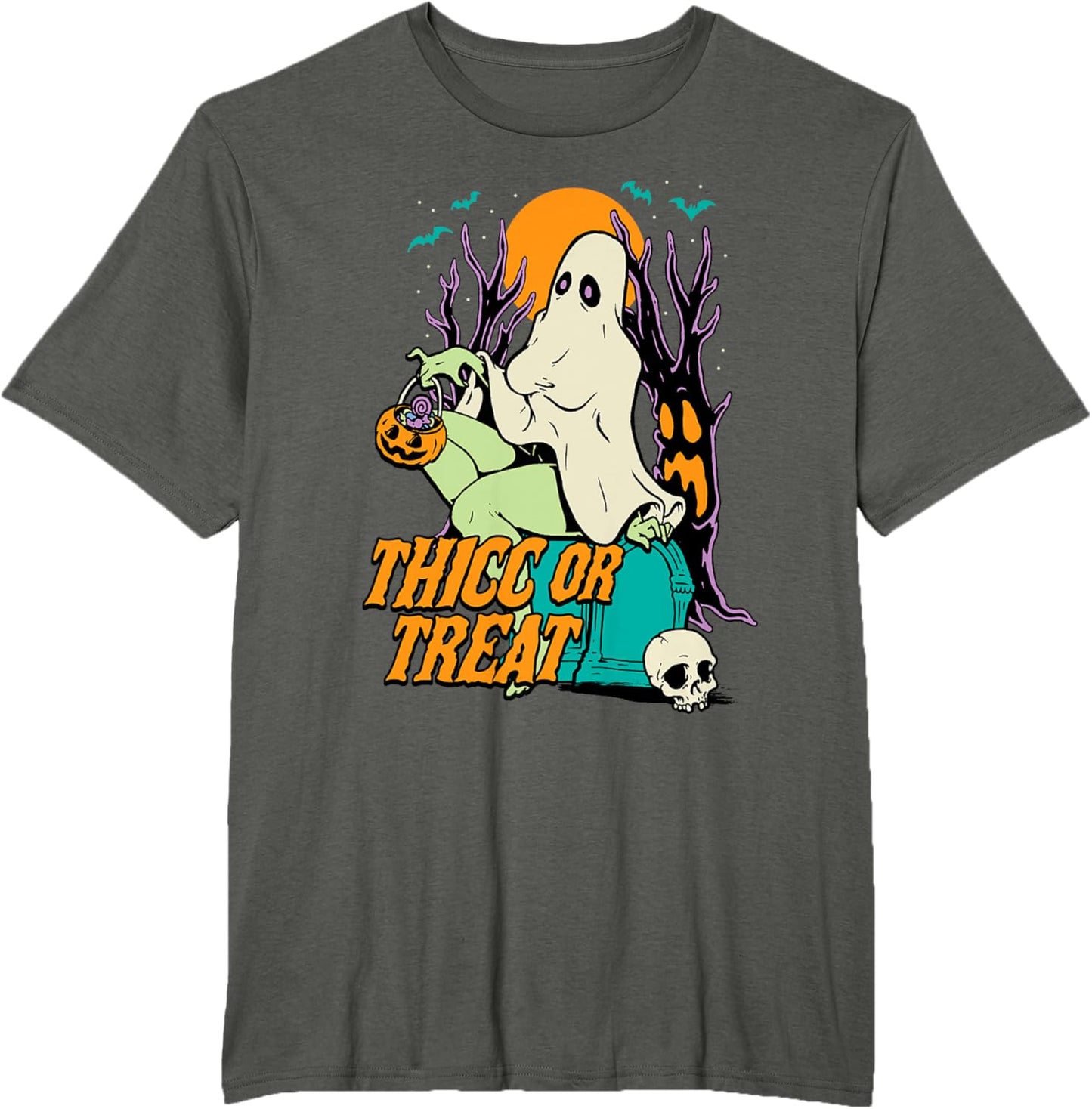 Thicc or Treat Halloween Lady Ghost Sexy Pinup BBW T-Shirt