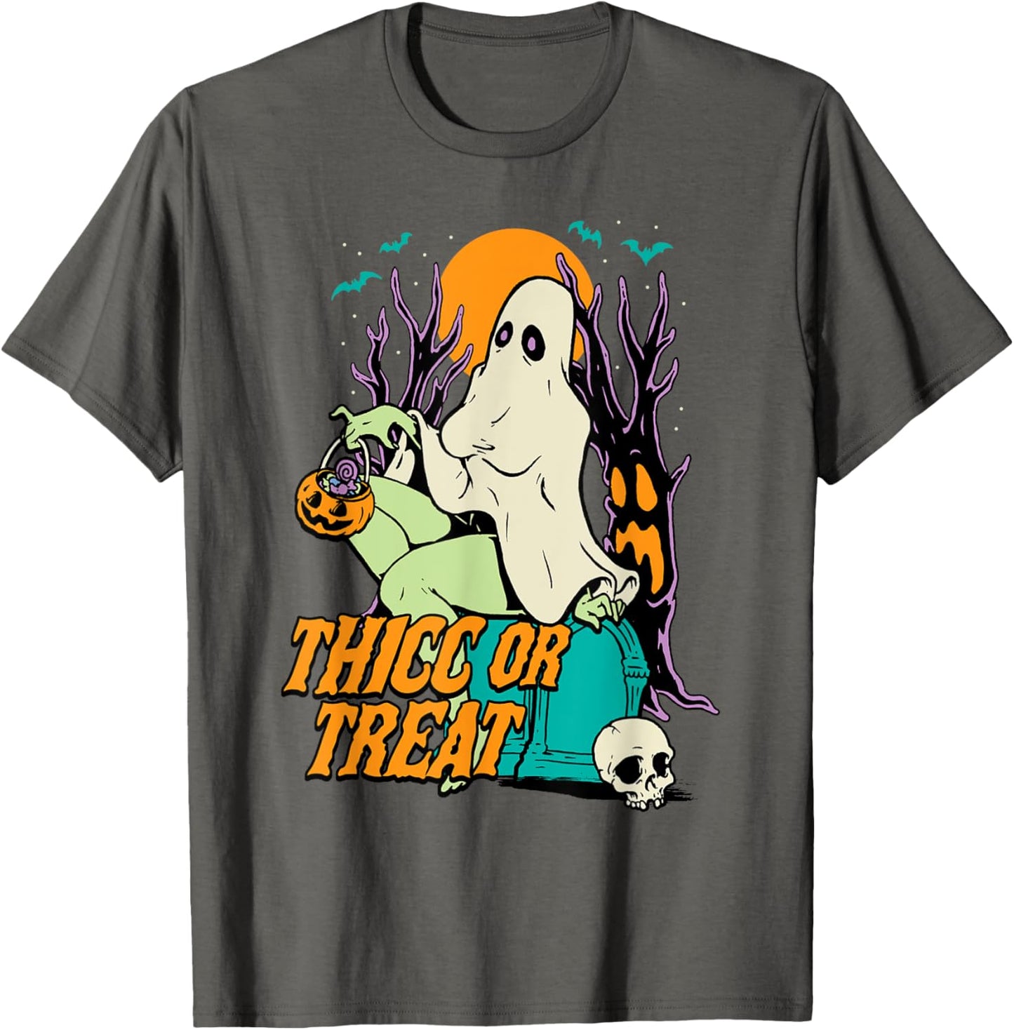 Thicc or Treat Halloween Lady Ghost Sexy Pinup BBW T-Shirt