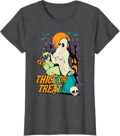 Thicc or Treat Halloween Lady Ghost Sexy Pinup BBW T-Shirt