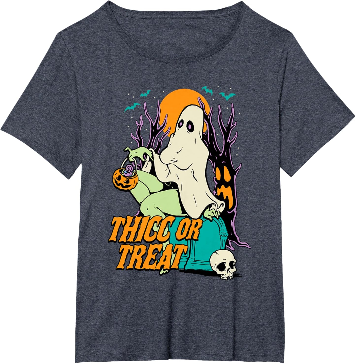 Thicc or Treat Halloween Lady Ghost Sexy Pinup BBW T-Shirt