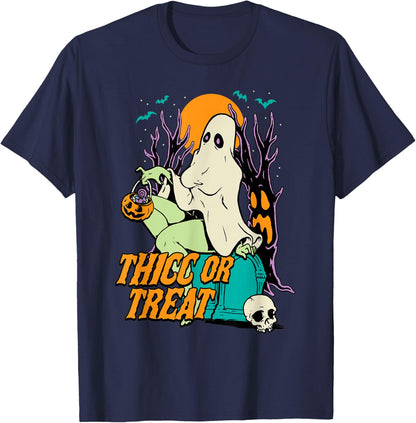 Thicc or Treat Halloween Lady Ghost Sexy Pinup BBW T-Shirt