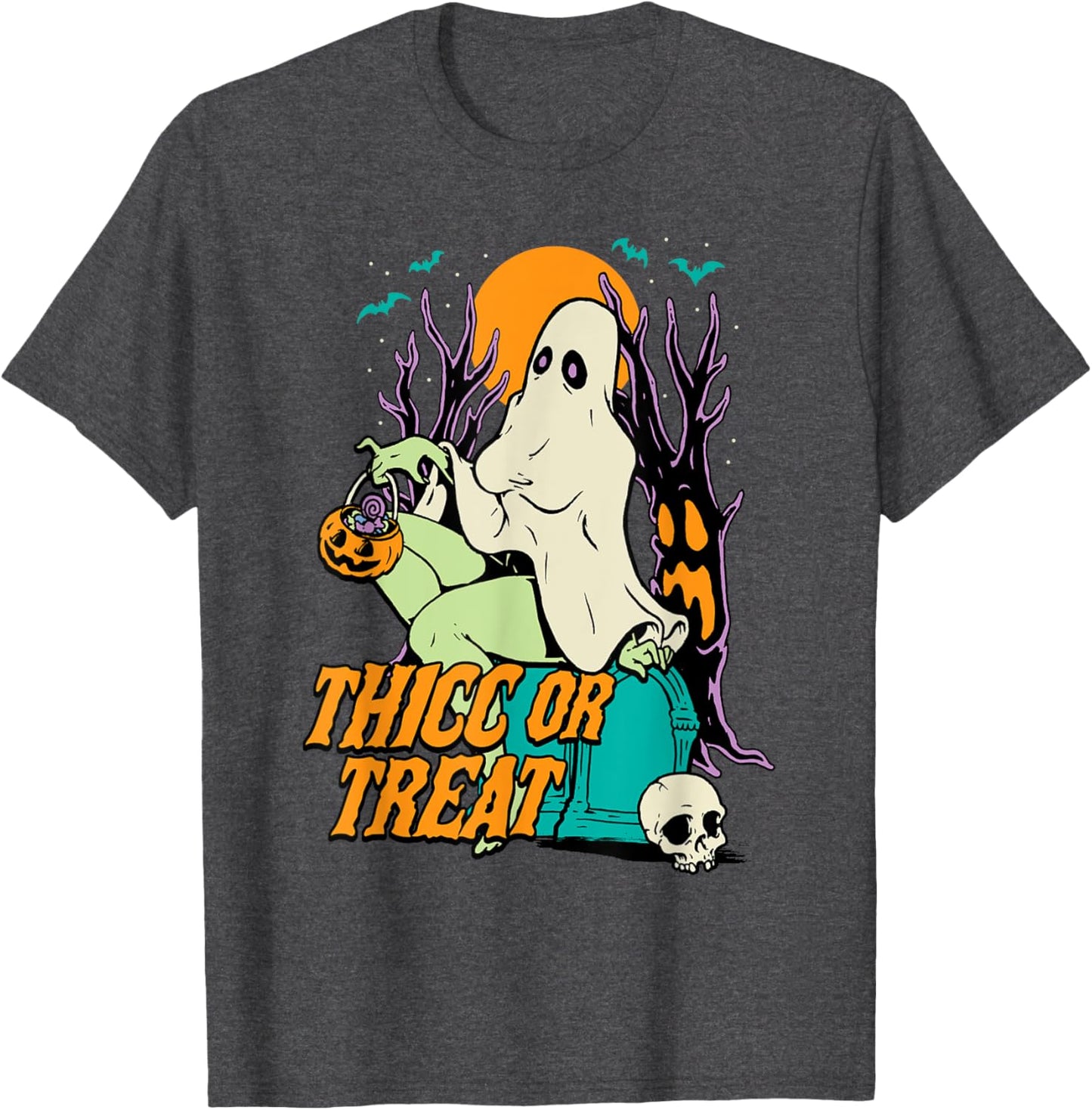 Thicc or Treat Halloween Lady Ghost Sexy Pinup BBW T-Shirt