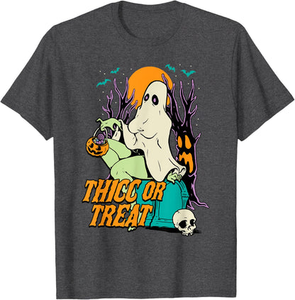 Thicc or Treat Halloween Lady Ghost Sexy Pinup BBW T-Shirt