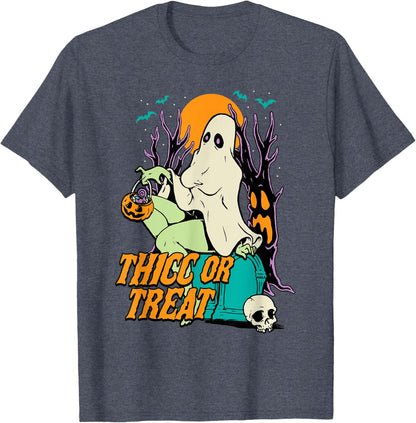 Thicc or Treat Halloween Lady Ghost Sexy Pinup BBW T-Shirt