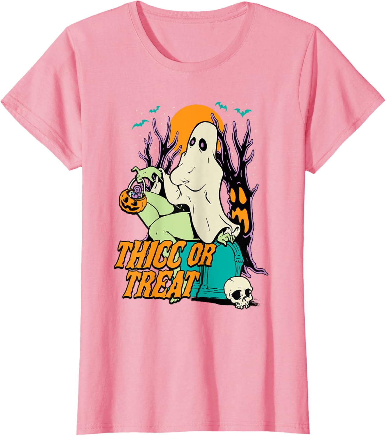 Thicc or Treat Halloween Lady Ghost Sexy Pinup BBW T-Shirt
