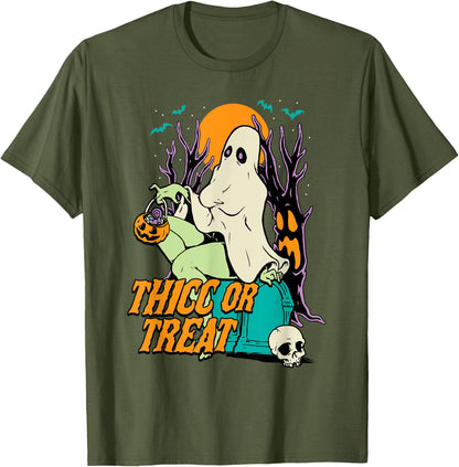 Thicc or Treat Halloween Lady Ghost Sexy Pinup BBW T-Shirt