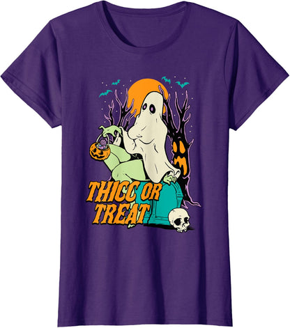 Thicc or Treat Halloween Lady Ghost Sexy Pinup BBW T-Shirt