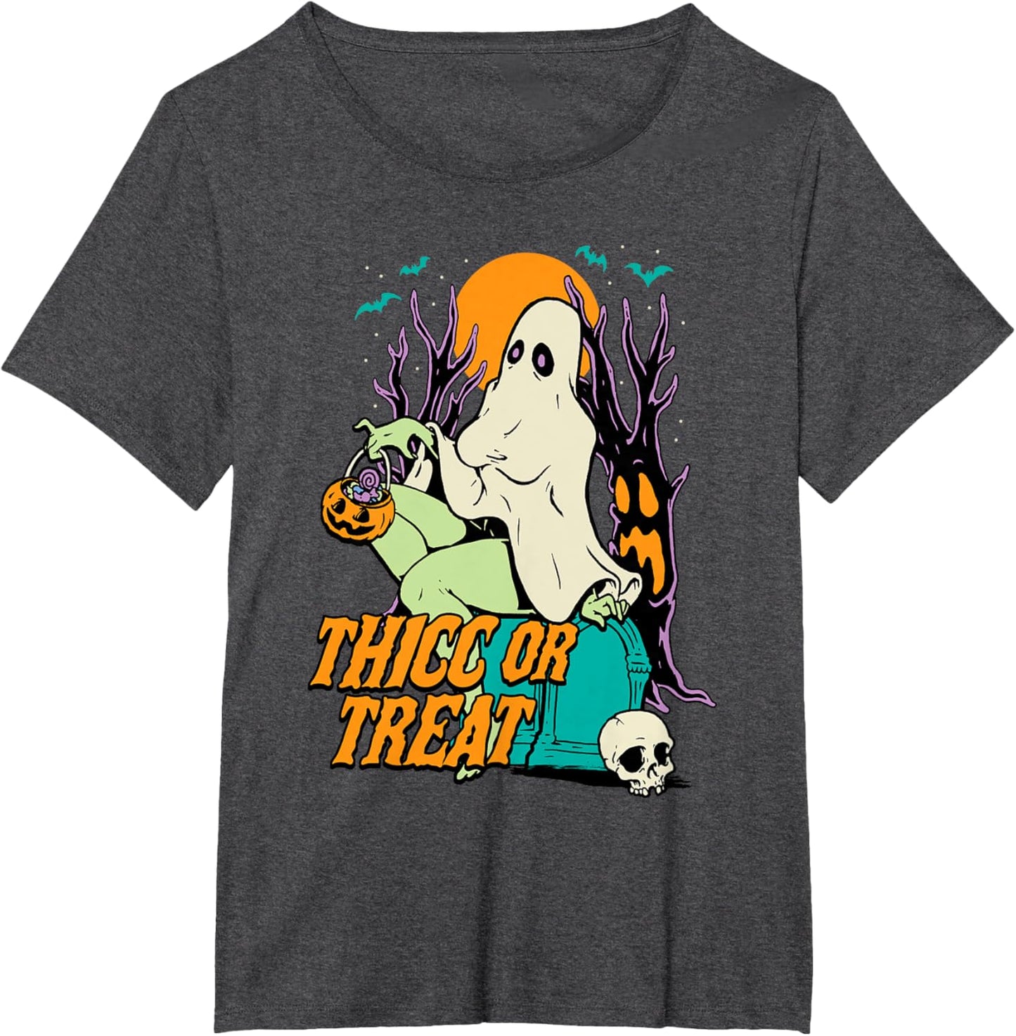 Thicc or Treat Halloween Lady Ghost Sexy Pinup BBW T-Shirt