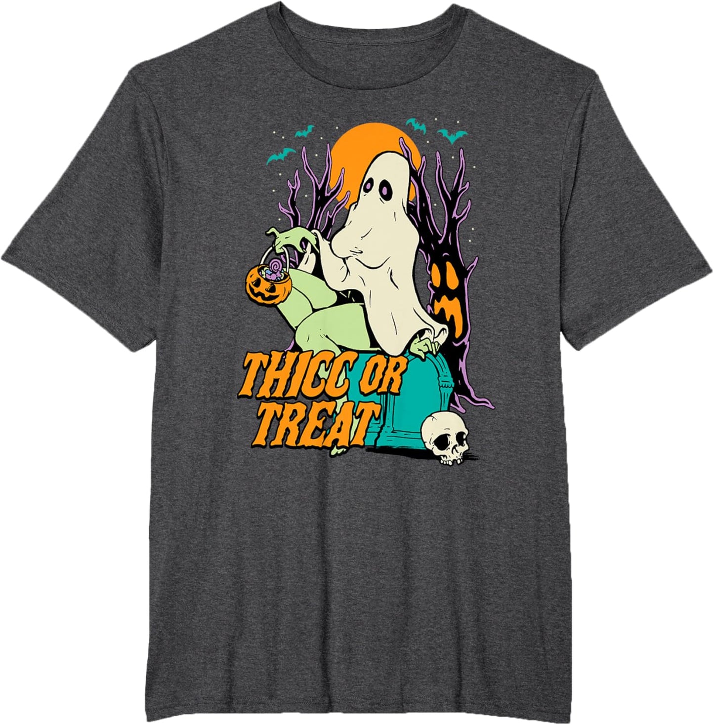 Thicc or Treat Halloween Lady Ghost Sexy Pinup BBW T-Shirt
