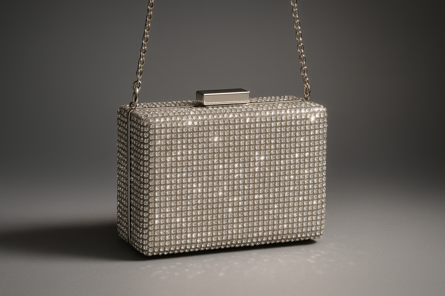 Rhinestone box crossbody purse